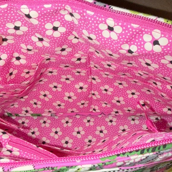 Vera Bradley Pink Floral Quilted Shoulder Bag with Yellow & Green Accents - Picture 7 of 8